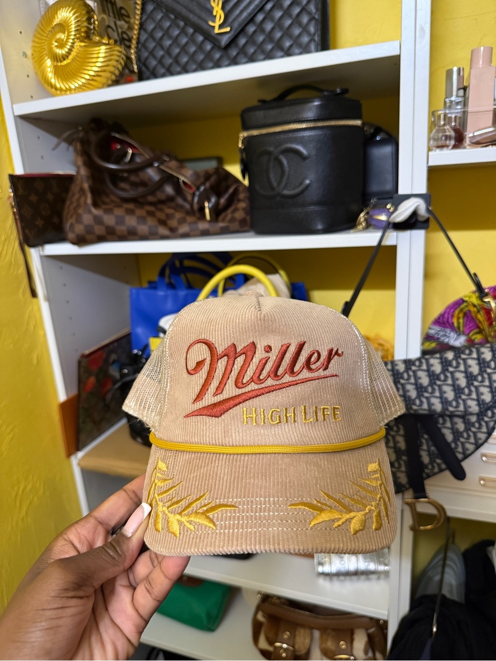 Embroidered Beige Trucker Cap